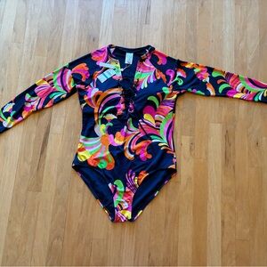 Trina Turk Multicolor Long Sleeve One Piece Swimsuit